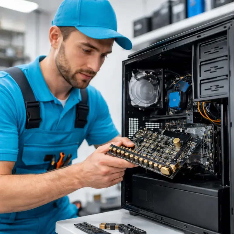 Мастер устанавливает звуковую карту на ПК в Балашихе